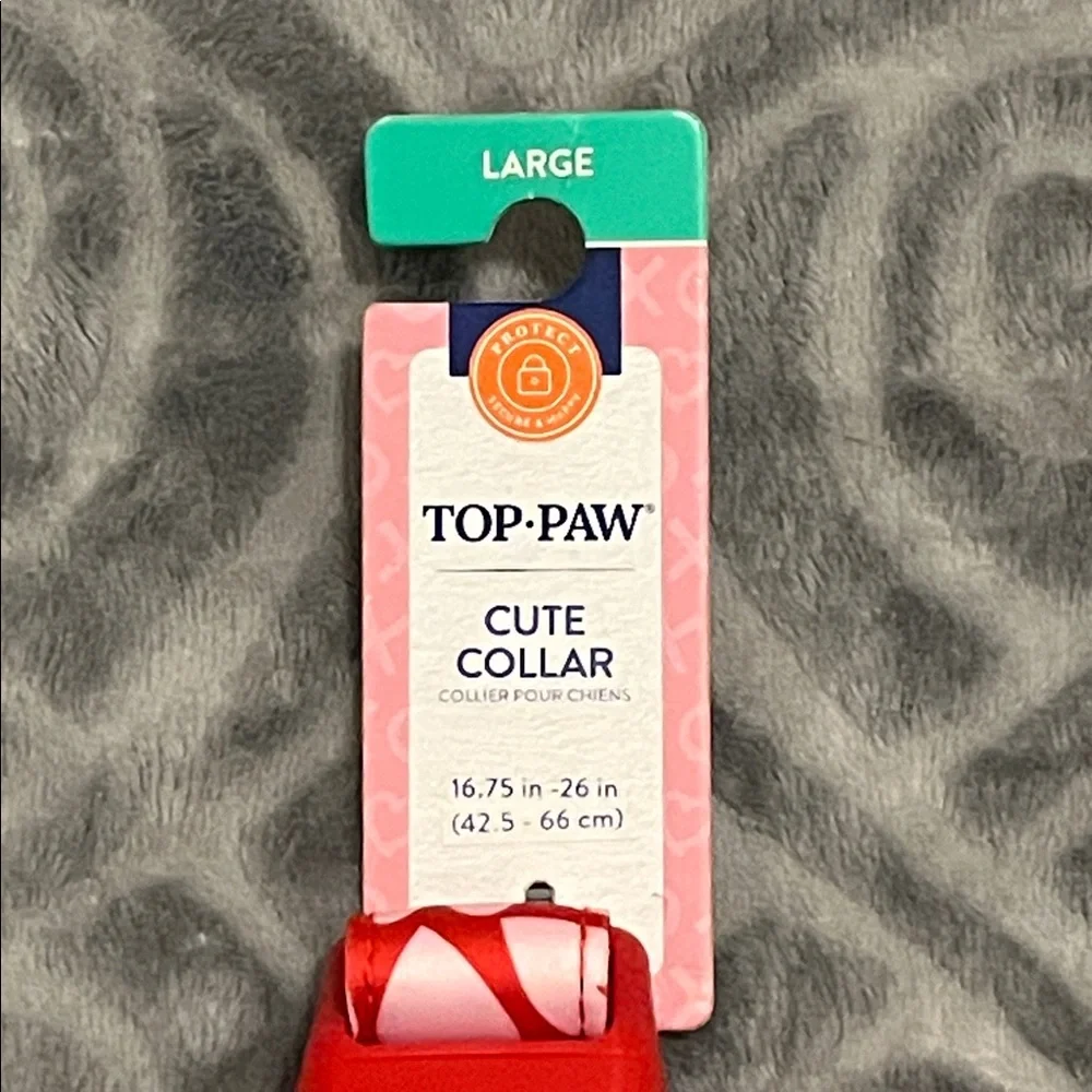 Dog Collar Red with Pink Hearts and Gold Embellished Bow by Top Paw NWT